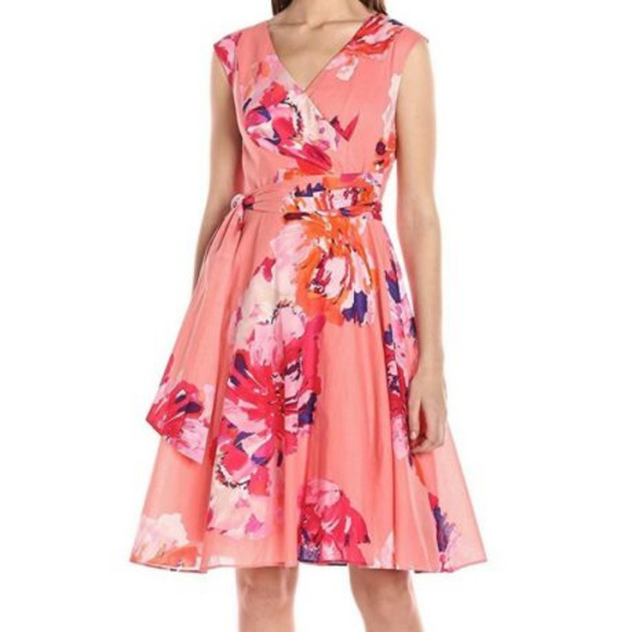 Calvin Klein Dresses & Skirts - Calvin Klein Coral Fit & Flare Tie Waist Dress